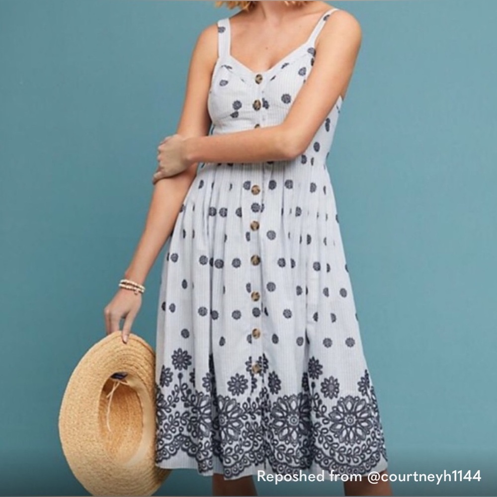 Anthropologie Maeve Floral Striped Midi Dress